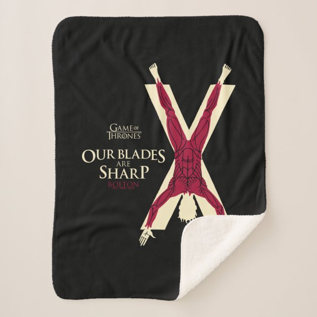 Bolton Sigil - Our Blades Are Sharp Sherpa Blanket (Front)