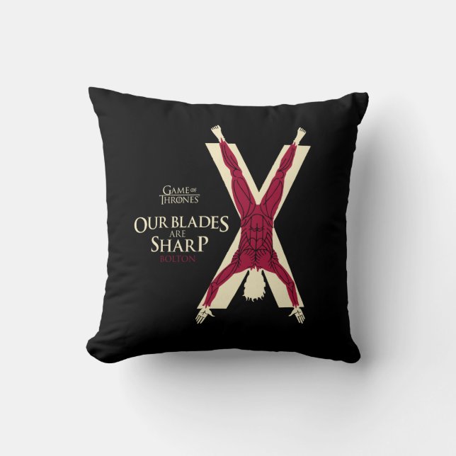 Bolton Sigil - Our Blades Are Sharp Throw Pillow (Front)