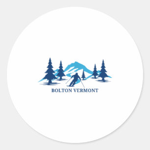 Bolton vermont ski resort skiing skier classic round sticker
