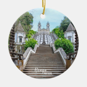 Bom Jesus Braga Sanctuary photo, with prayer Ceramic Ornament