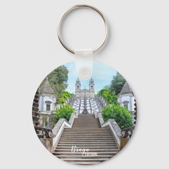 Bom Jesus Braga Sanctuary photo, with prayer Keychain (Front)