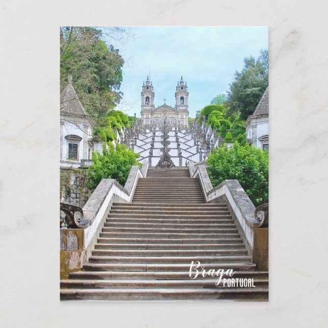 Bom Jesus Braga Sanctuary photo, with prayer Postcard (Front)