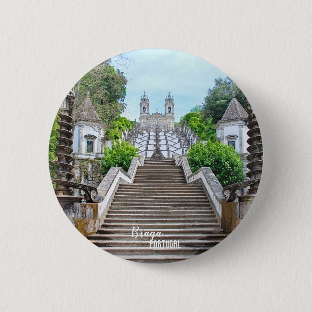 Bom Jesus de Braga Catholic Sanctuary, Portugal 2 Inch Round Button (Front)