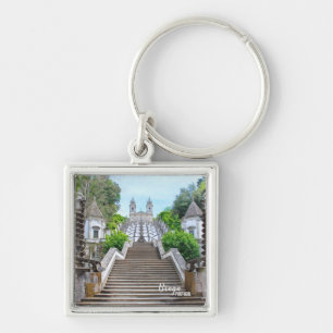 Bom Jesus de Braga Catholic Sanctuary with prayer Keychain