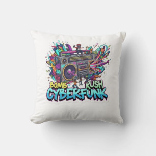 bomb rush cyberfunk throw pillow