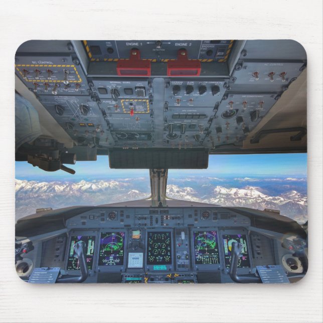 Bombardier Q400 Cockpit over the Alps Mouse Pad (Front)
