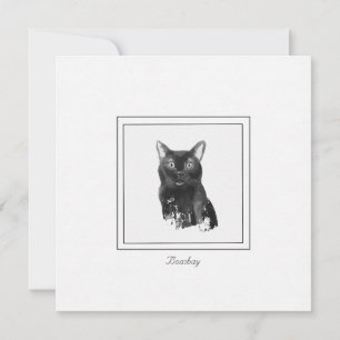Bombay Cat Elegant Chalk Drawing Flat Note Card