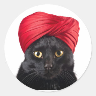 Bombay Cat Wearing A Turbine Classic Round Sticker