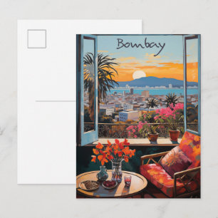 Bombay India Travel City Painting Aesthetic Postcard