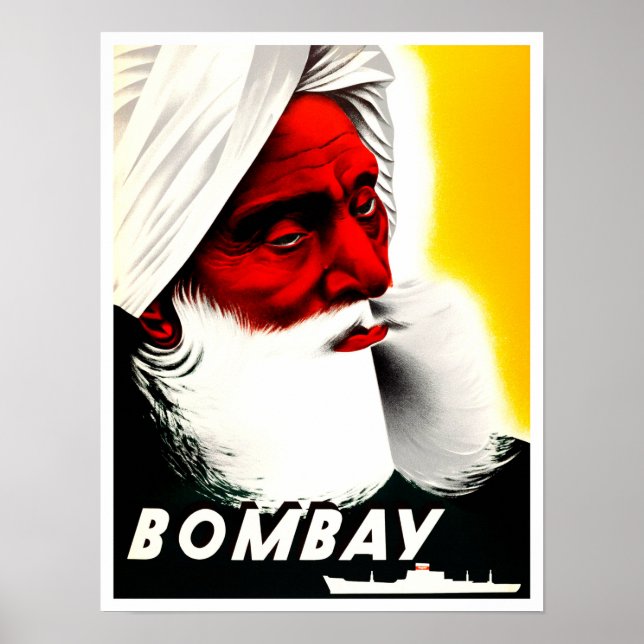 Bombay India vintage travel poster (Front)