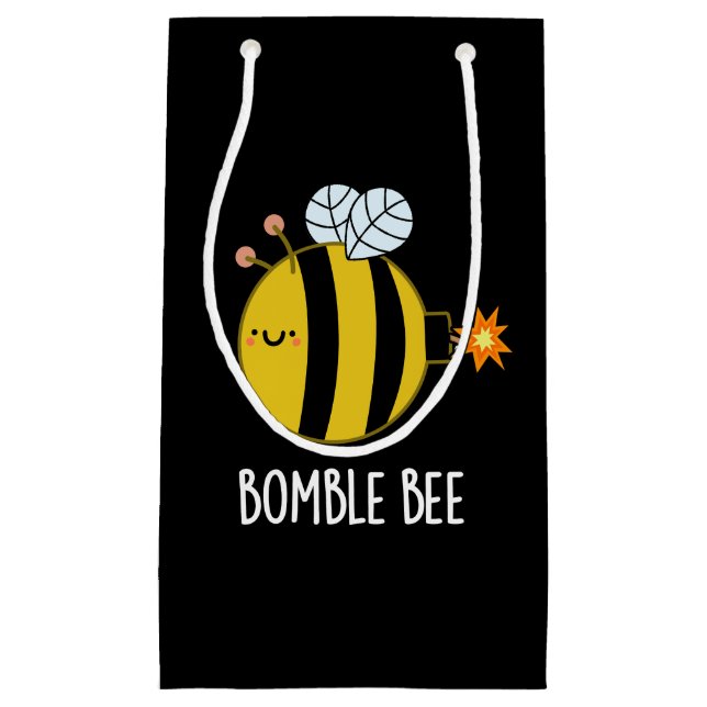 Bomble Bee Funny Bumblebee Bomb Pun Dark BG Small Gift Bag (Front)