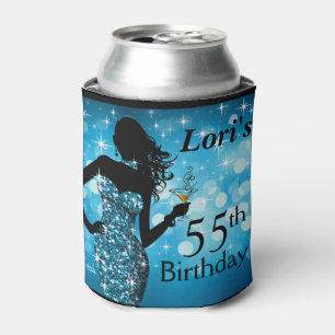 Bombshell Glitter Bling Sparkle Birthday blue Can Cooler