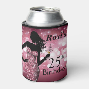 Bombshell Glitter Bling Sparkle Birthday   mauve Can Cooler