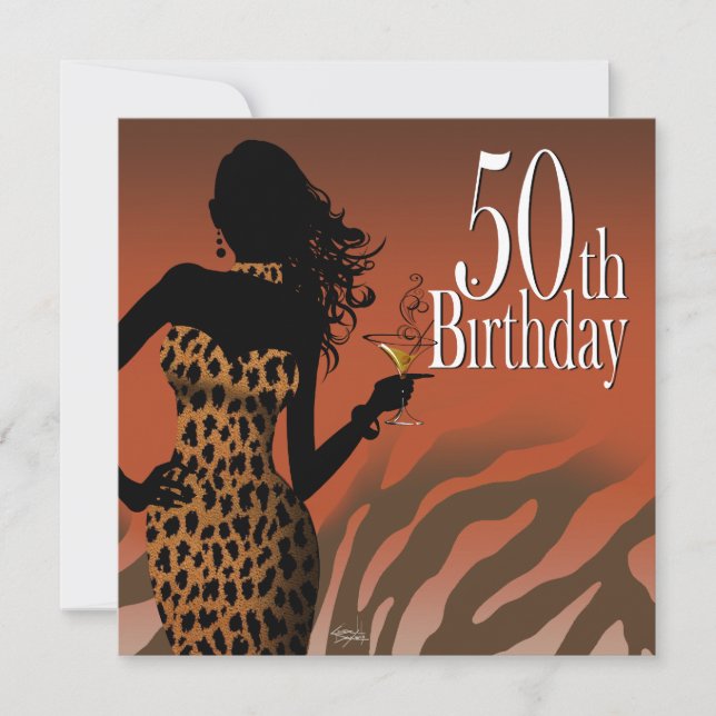 Bombshell Leopard 50th Birthday Party Russet Invitation (Front)
