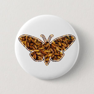 Bombyx Mori Silk Moth Life Cycle Silhouette 2 Inch Round Button