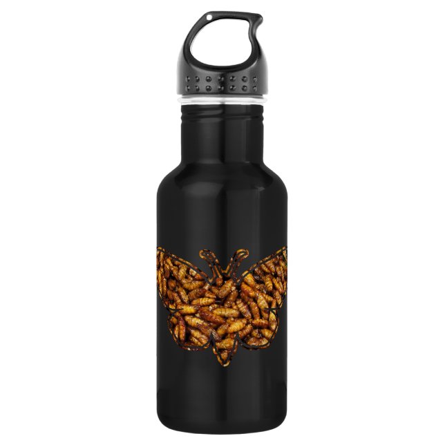Bombyx Mori Silk Moth Life Cycle Silhouette 532 Ml Water Bottle (Front)