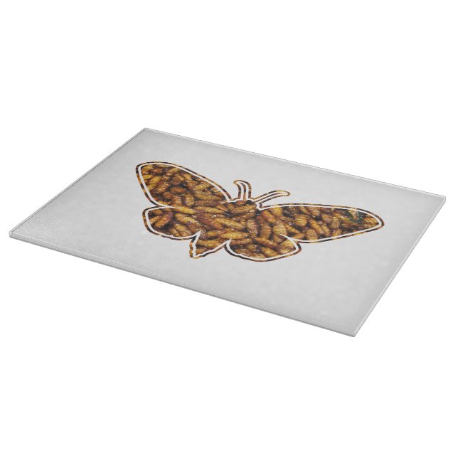 Bombyx Mori Silk Moth Life Cycle Silhouette Cutting Board (Corner)