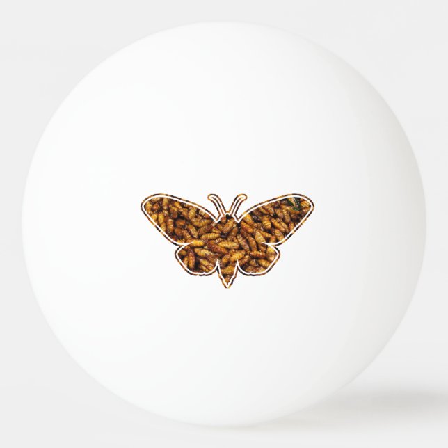 Bombyx Mori Silk Moth Life Cycle Silhouette Ping Pong Ball (Front)