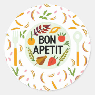Bon Apetit Classic Round Sticker