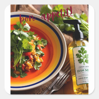 Bon Appétit – Anti-Cilantro Soap Joke Square Sticker