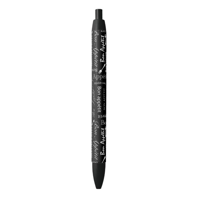 Bon Appetit Black and White French Chef Black Ink Pen (Front Vertical)