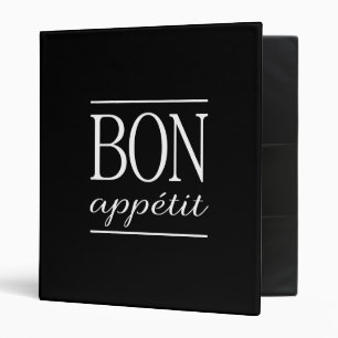 Bon Appetit Black & White  Recipes Binder