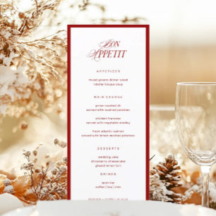 Bon Appetit Classic Elegant Red Wedding Menu