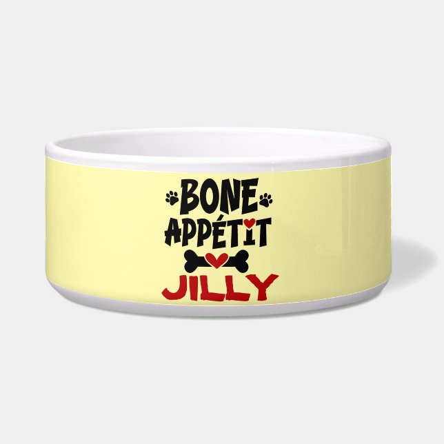 Bon Appetit Dog Bowl with Name (Front)