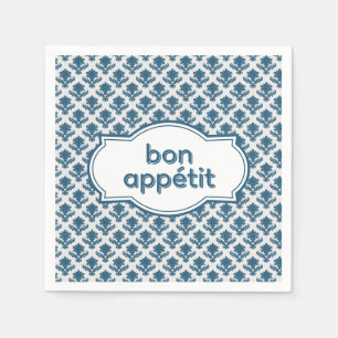 Bon Appetit Elegant French Tapestry Blue White Napkin