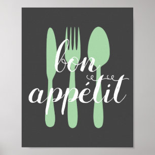 bon appetit kitchen quote word art modern style poster