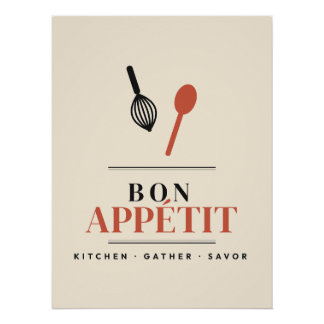 Bon Appétit Kitchen Wall Art Retro Typography Dini