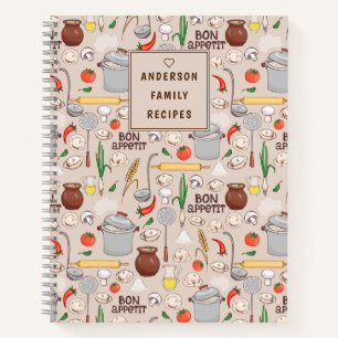 Bon Appetit Pattern Personalized Recipe Notebook