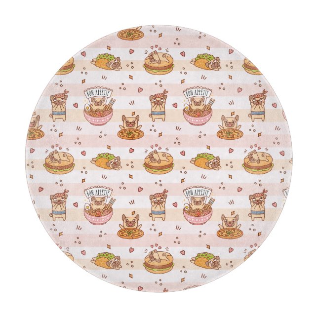 Bon Appetit Pug Food  Cutting Board (Front)
