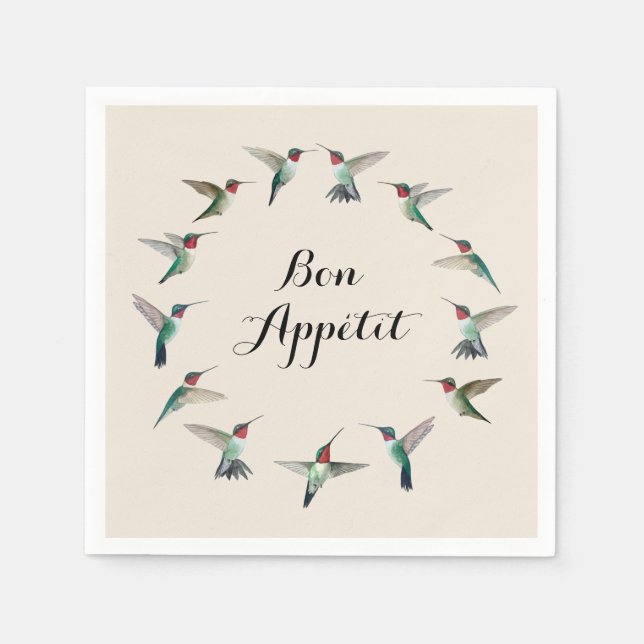 Bon Appétit Ruby-throated Hummingbirds Napkin (Front)