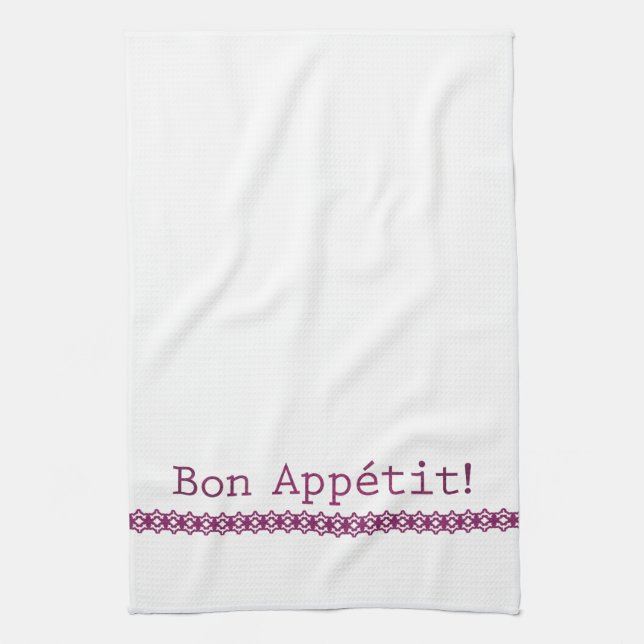Bon Appétit Tea Towel Purple Lace (Vertical)