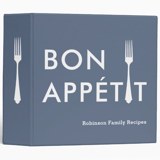 Bon Appetit Template Family Recipe Cookbook Binder (Front/Spine)
