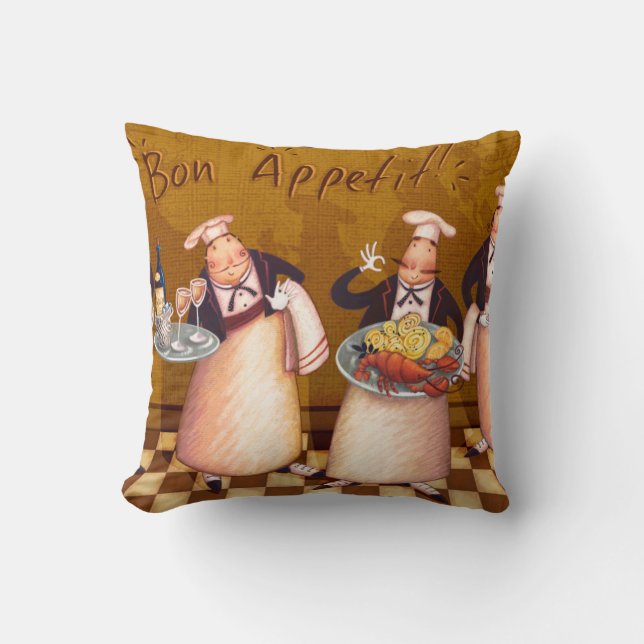 Bon Appétit Throw Pillow (Front)