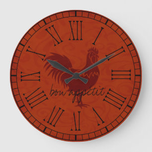 Bon Appetit Vintage Country Rooster Large Clock