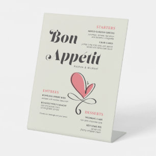 Bon Appetit Wedding Dinner Salmon Heart Pedestal Pedestal Sign
