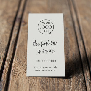 Bon de boisson   Carte de logo Gris Événement Entr