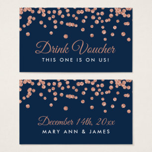 Bon de boisson Rose Gold Faux Parties scintillant 