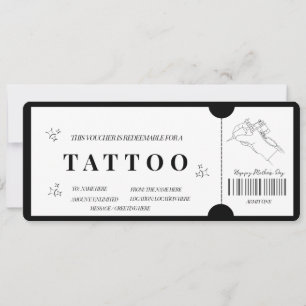 Bon de tatouage minimaliste audacieux  invitation