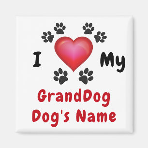 Bon marché J'Aime Mon Magnet GrandDog, Personnali