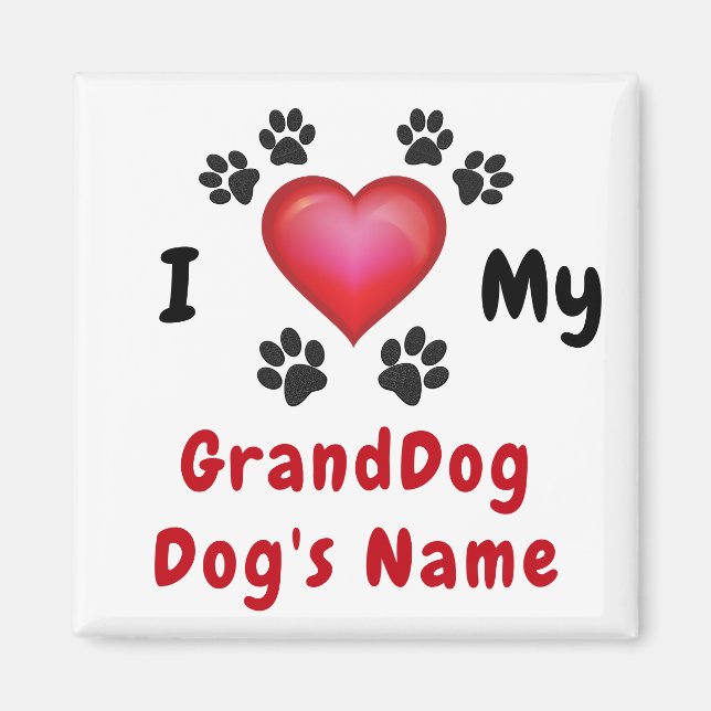 Bon Marché J'Aime Mon Magnet GrandDog, Personnalis (Devant)