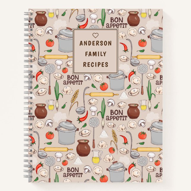 Bon Motif Carnet de recettes personnalisées (Devant)