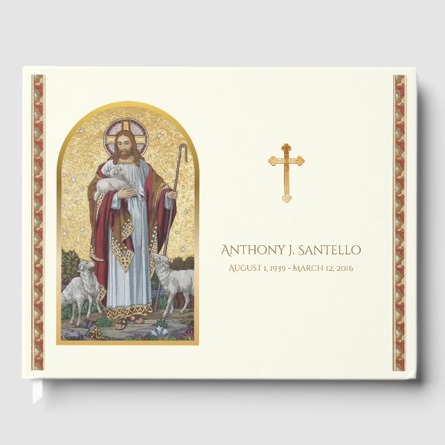 Bon Pasteur Jésus Funeral Memorial Livre d'invité (Recto)