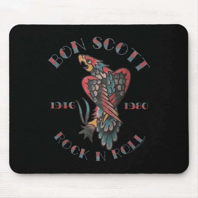 Bon Scott Rock N Roll Tattoo 1946-1980  Mouse Pad (Front)