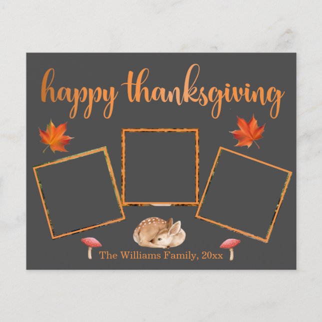 bon thanksgiving 3 photos collage gris carte (Devant)