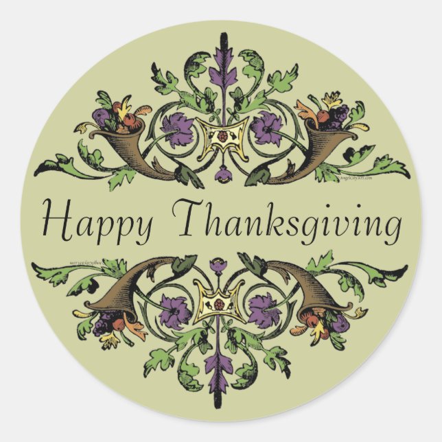 Bon thanksgiving Antique Cornucopias Art Sticker (Devant)