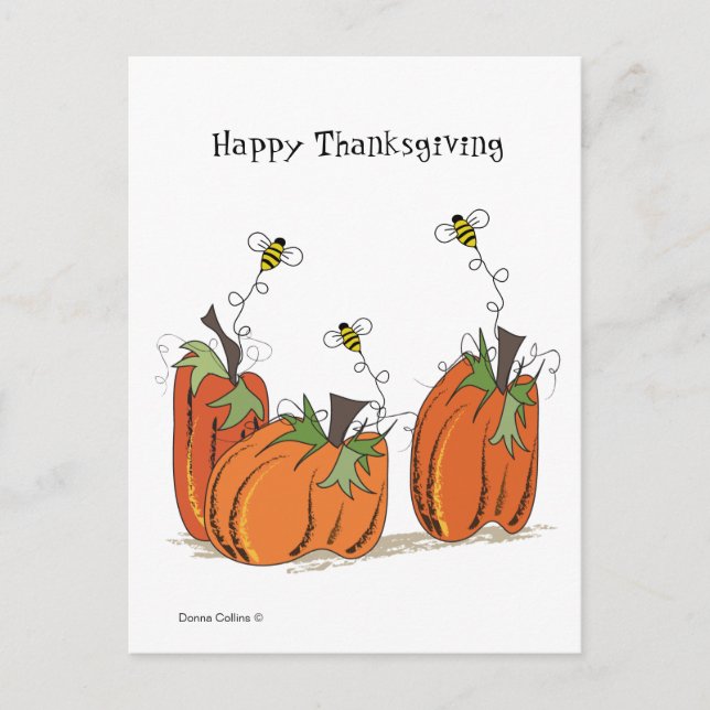 Bon thanksgiving avec abeilles Carte postale (Devant)